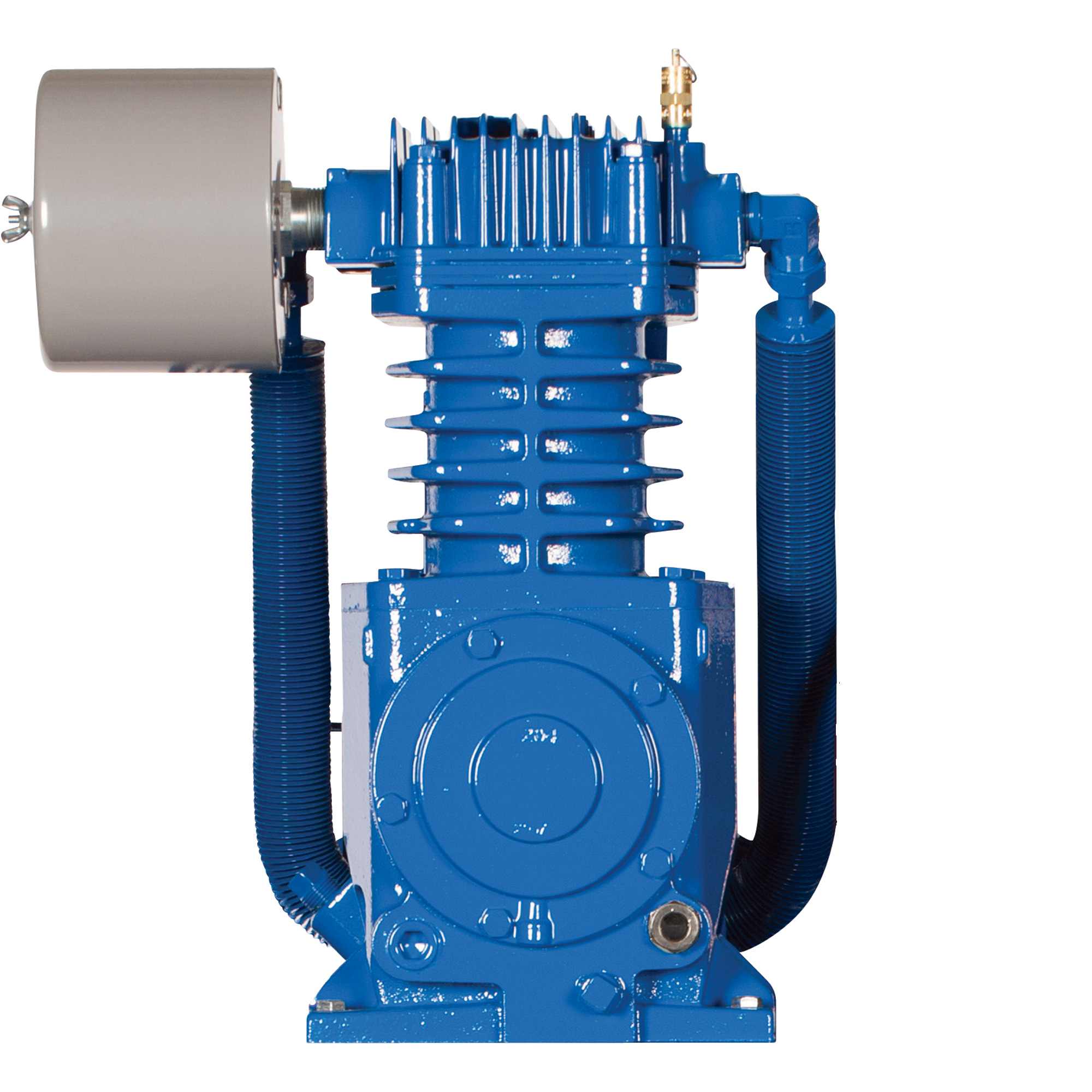 How does a two-stage air compressor pump work?