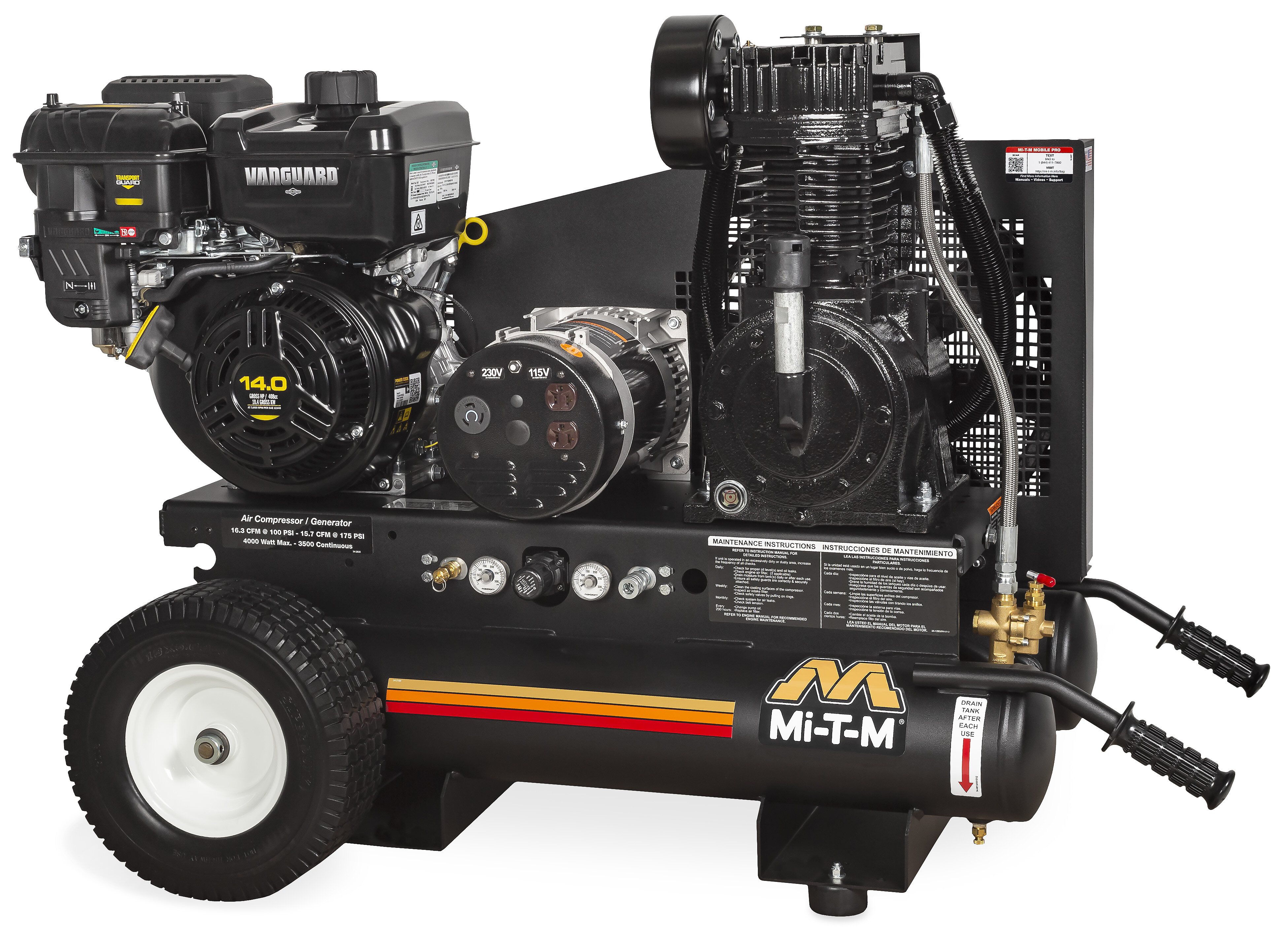 Mi-T-M AG2-PV14-08M1e 14 HP Air Compressor/Generator Combo with Electric Start Questions & Answers