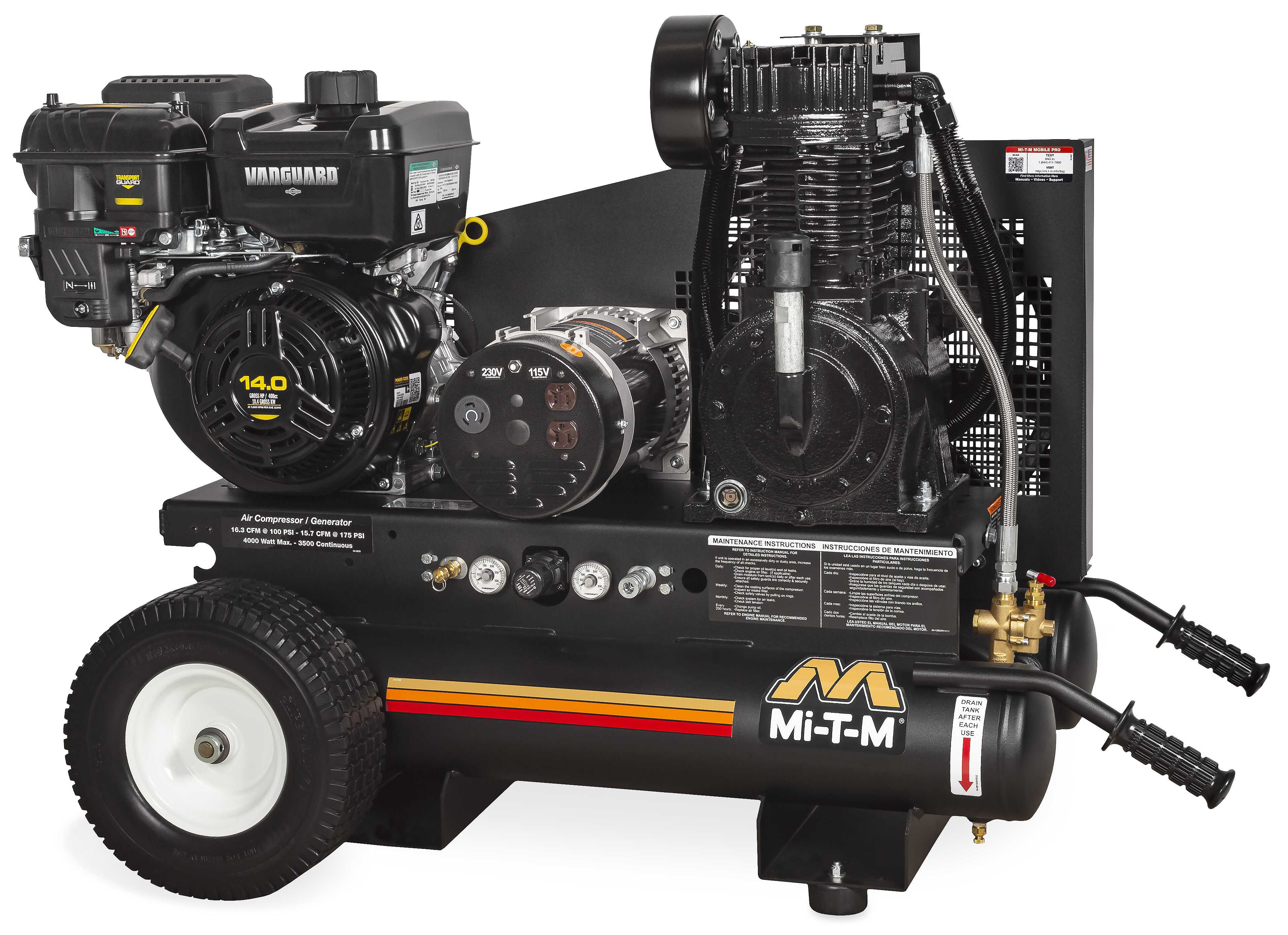 What is the air output of the compressor at 90 psi?