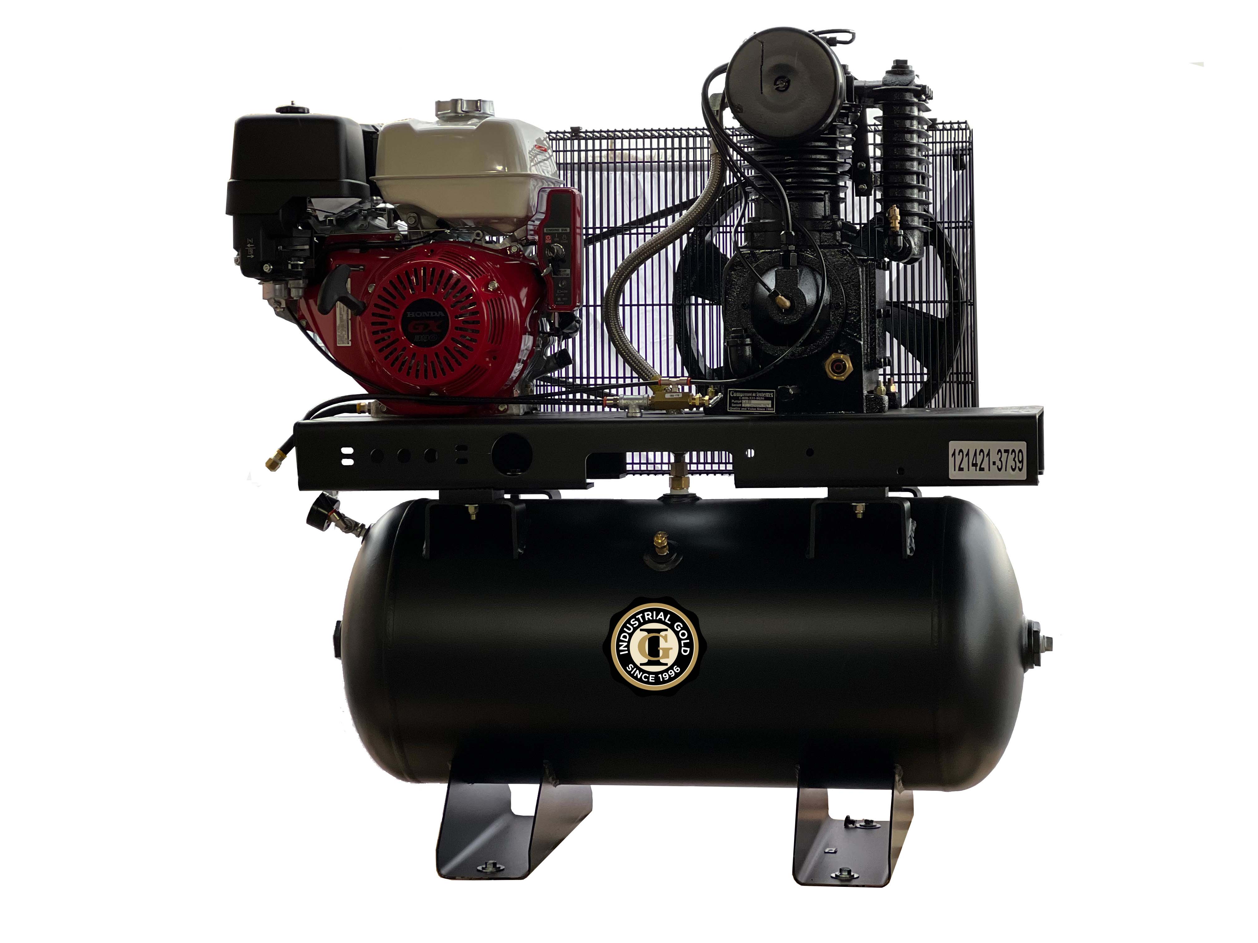 What kind of bearings does the compressor have on the crankshaft?