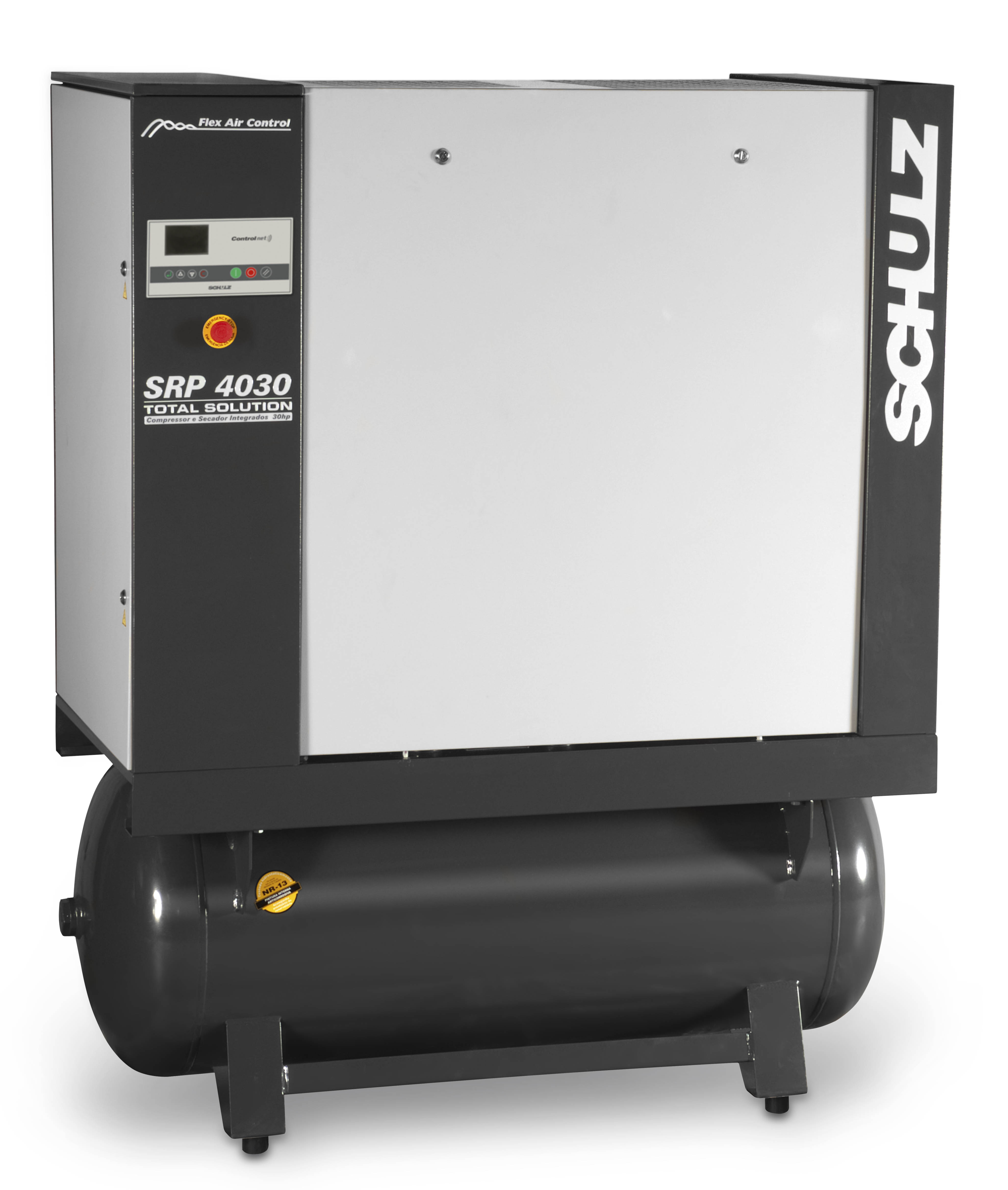 What type of control panel does the air compressor use?