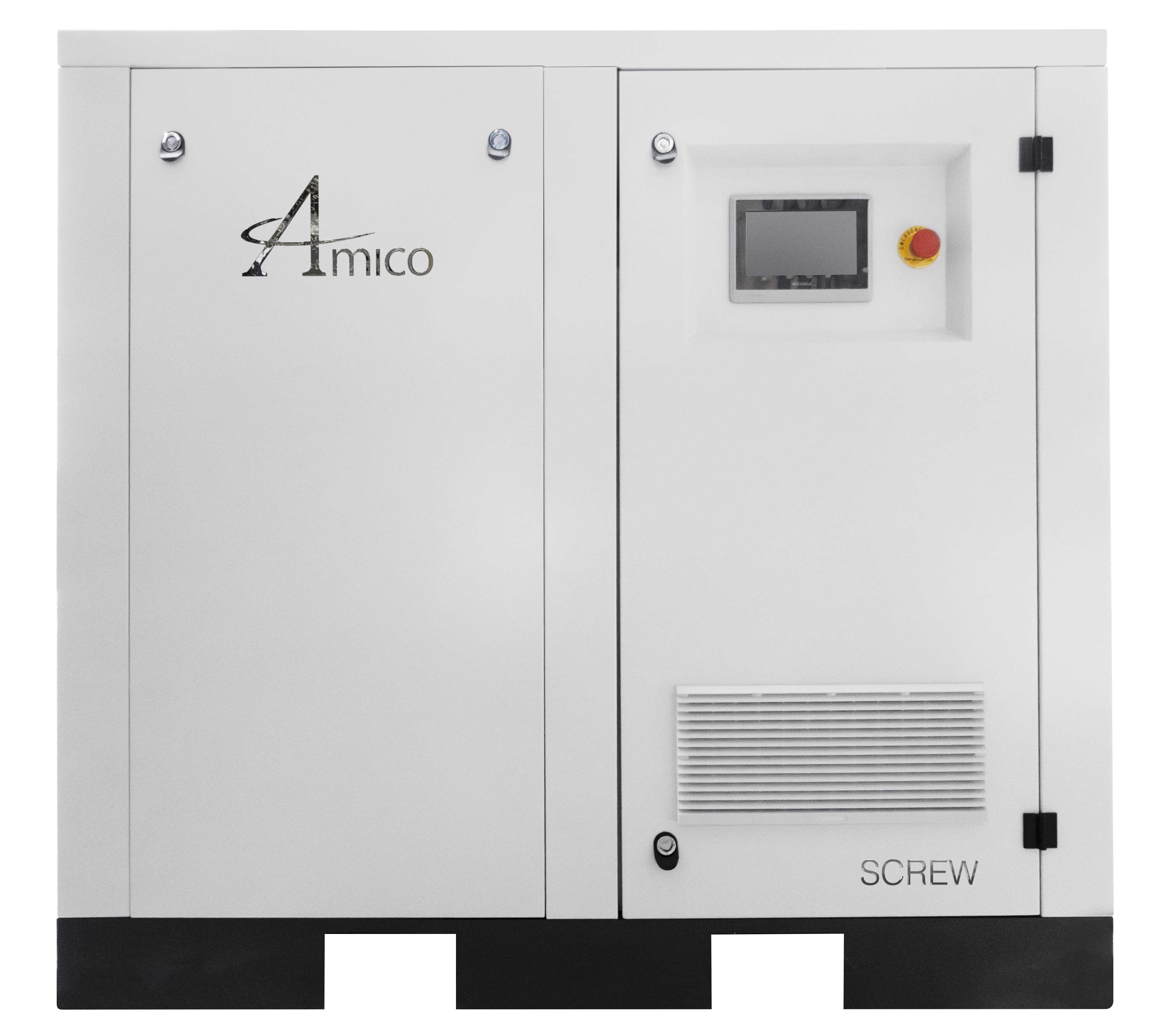 What type of design does the air compressor have to reduce vibration?