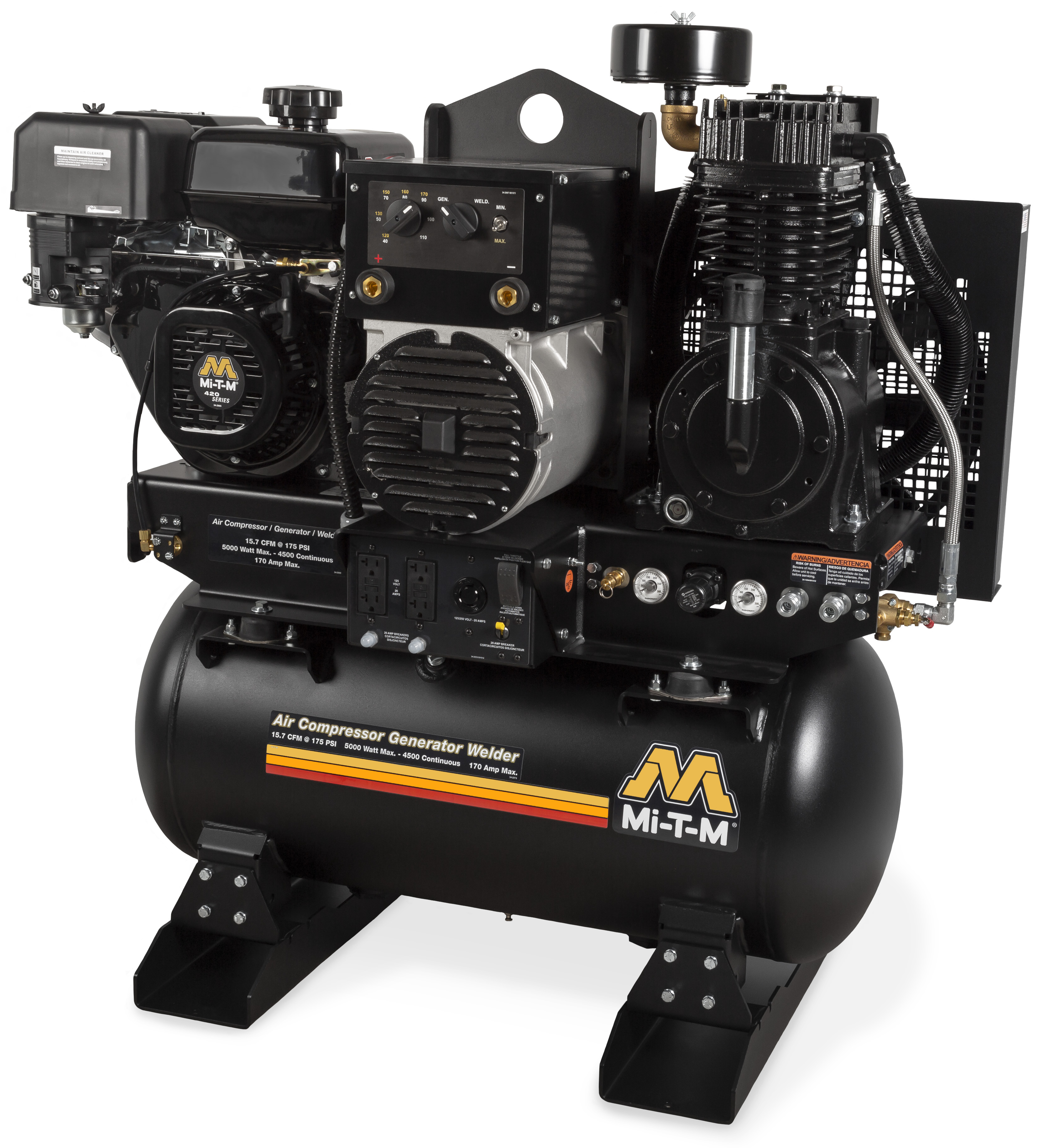 What is the continuous amperage of the generator at 120V?