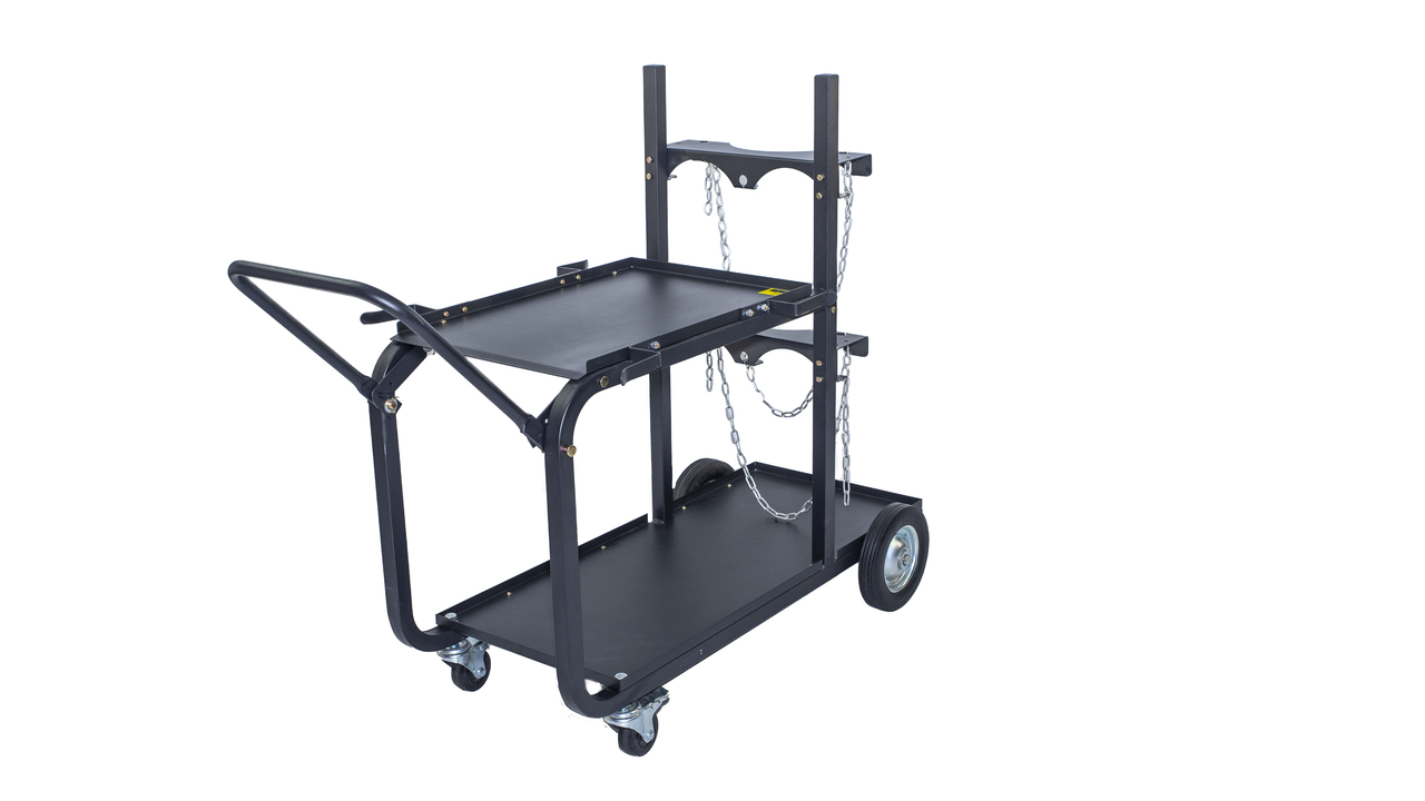 What size are the front casters of the welding cart?