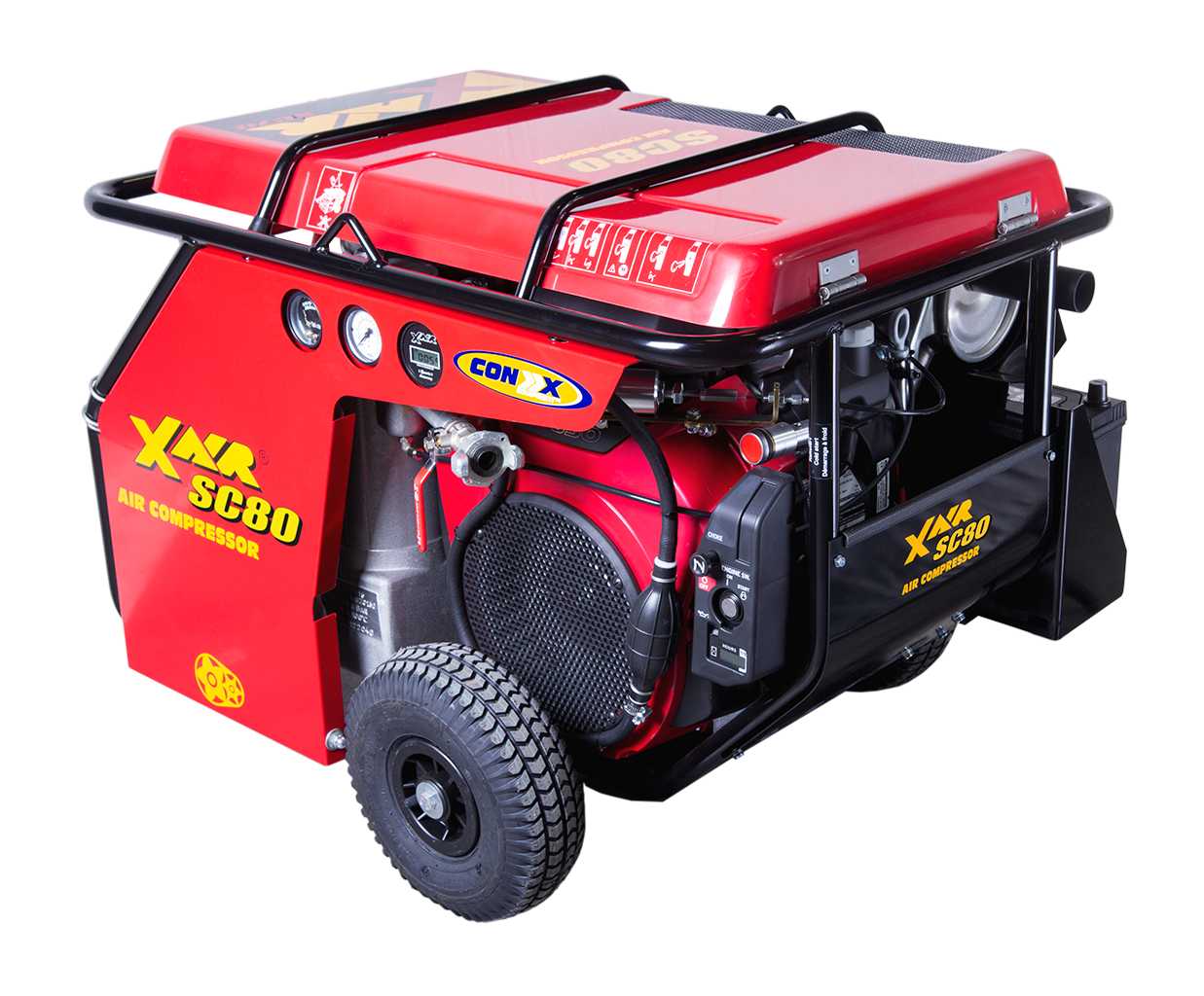 What kind of engine powers the ConX X Air SC80 air compressor?
