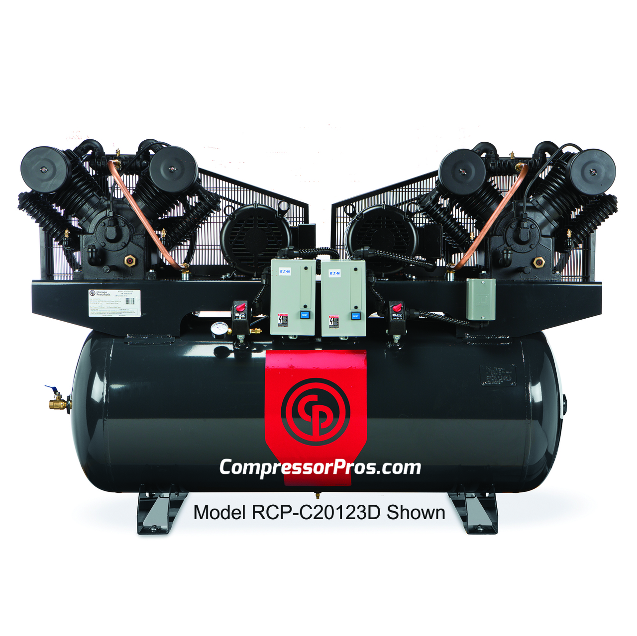 Chicago Pneuatic RCP-C20123D 2 x 10 HP 208-230 Volt Three Phase Two Stage 120 Gallon Duplex Air Compressor Questions & Answers