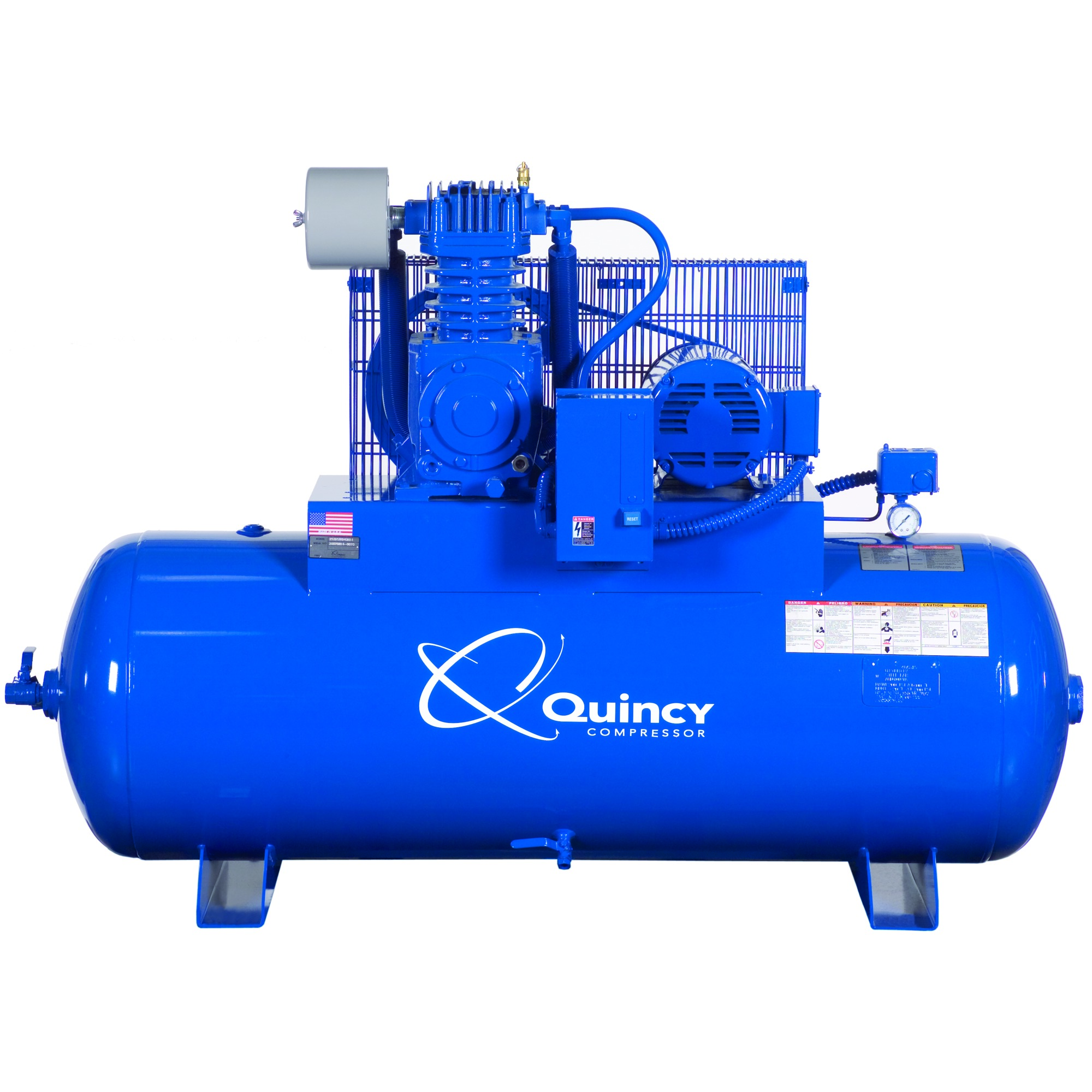 Quincy 271CS80HCB23 7.5 HP PRO, 230 Volt Single Phase, Two Stage, 80 Gallon Horizontal Air Compressor Questions & Answers