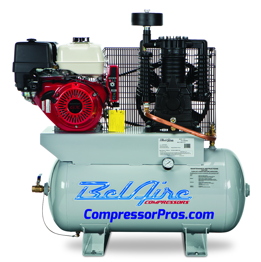 BelAire 3G3HHL 13 HP Honda Two Stage Gasoline Driven 30 Gallon Air Compressor Questions & Answers