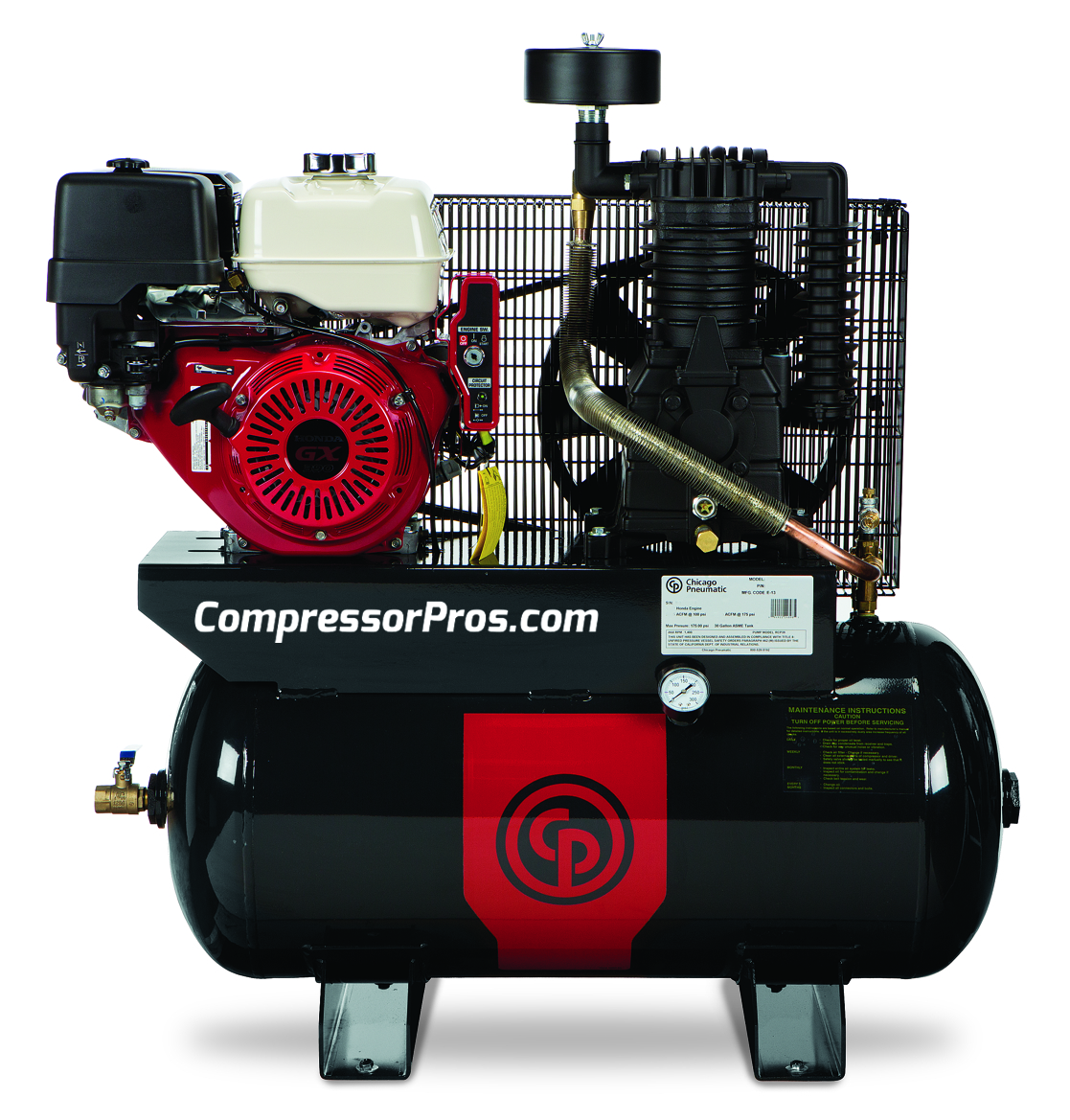 Chicago Pneumatic RCP-1330G 13 HP Honda Gasoline Driven Two Stage 30 Gallon Air Compressor Questions & Answers