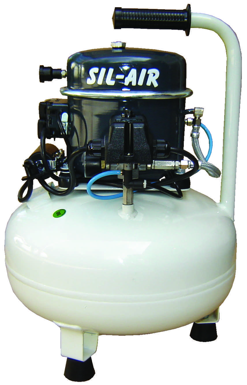 What is the noise level of the Sil-Air 50-15 Silent Air Compressor?