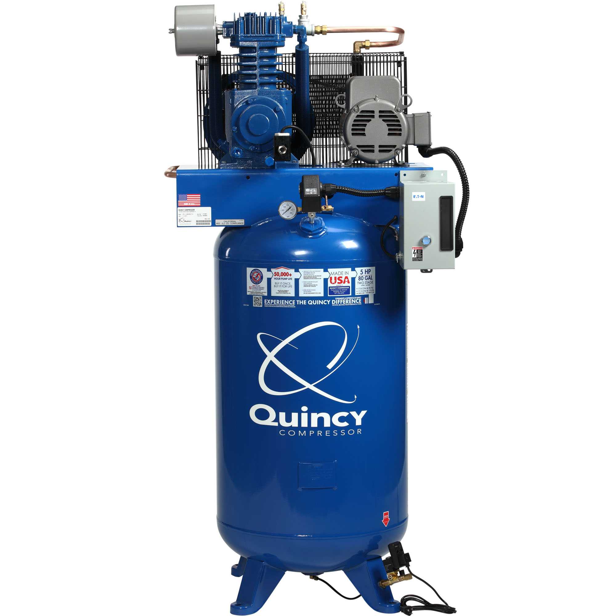 Quincy 451CS80VCBM 5 HP MAX Single Phase Air Compressor Questions & Answers