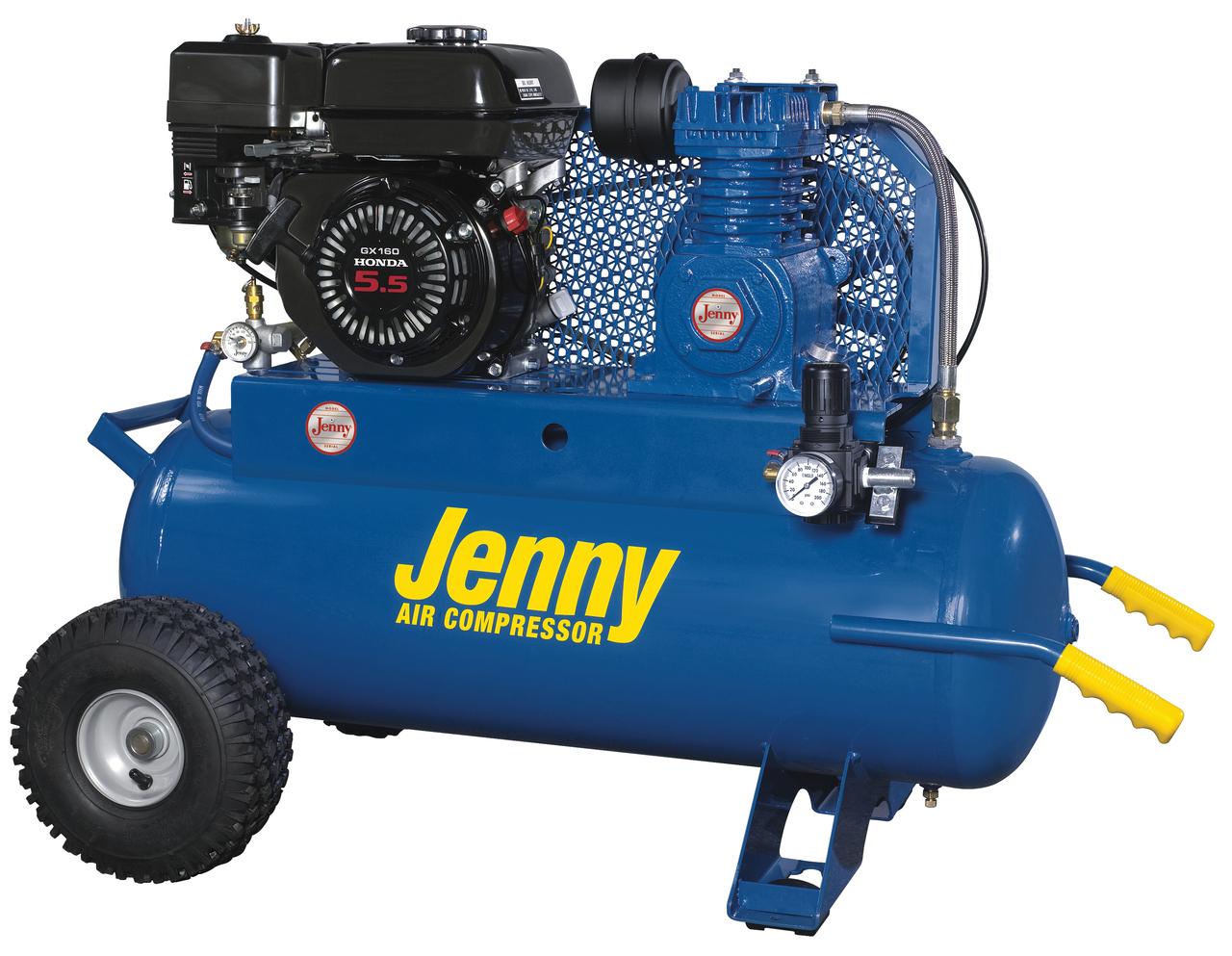 Jenny K5HGA-17P 5.5 Honda Gasoline Driven Single Stage 17 Gallon Portable Air Compressor Questions & Answers