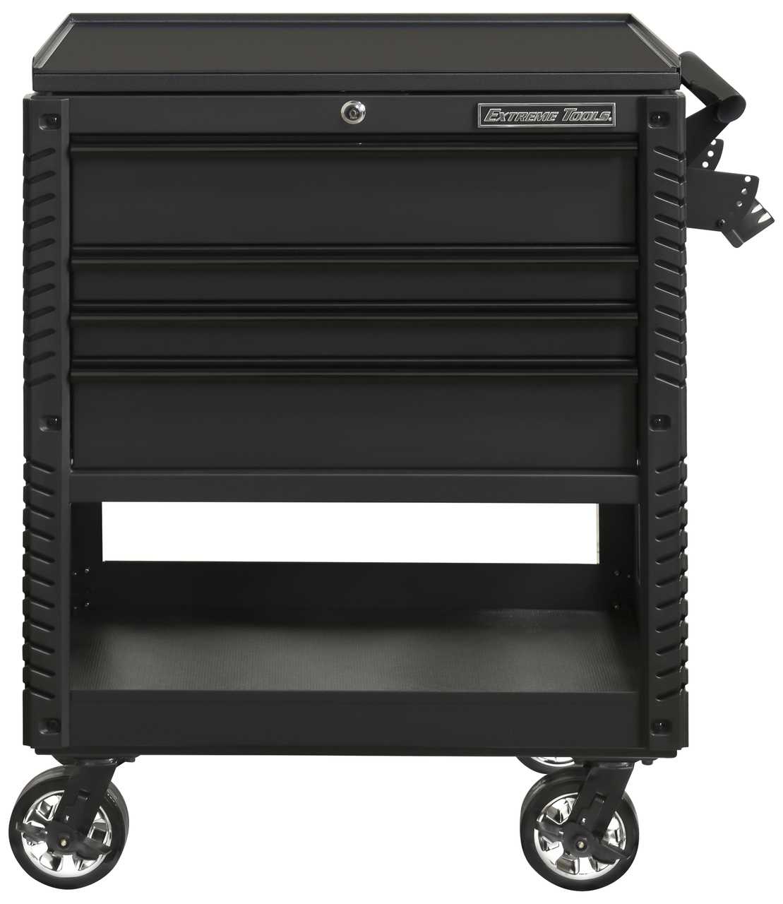 Extreme Tools EX3304TCMBBK 33" 4 Drawer Deluxe Series Tool Cart - Matt Black with Black Drawer Pulls Questions & Answers