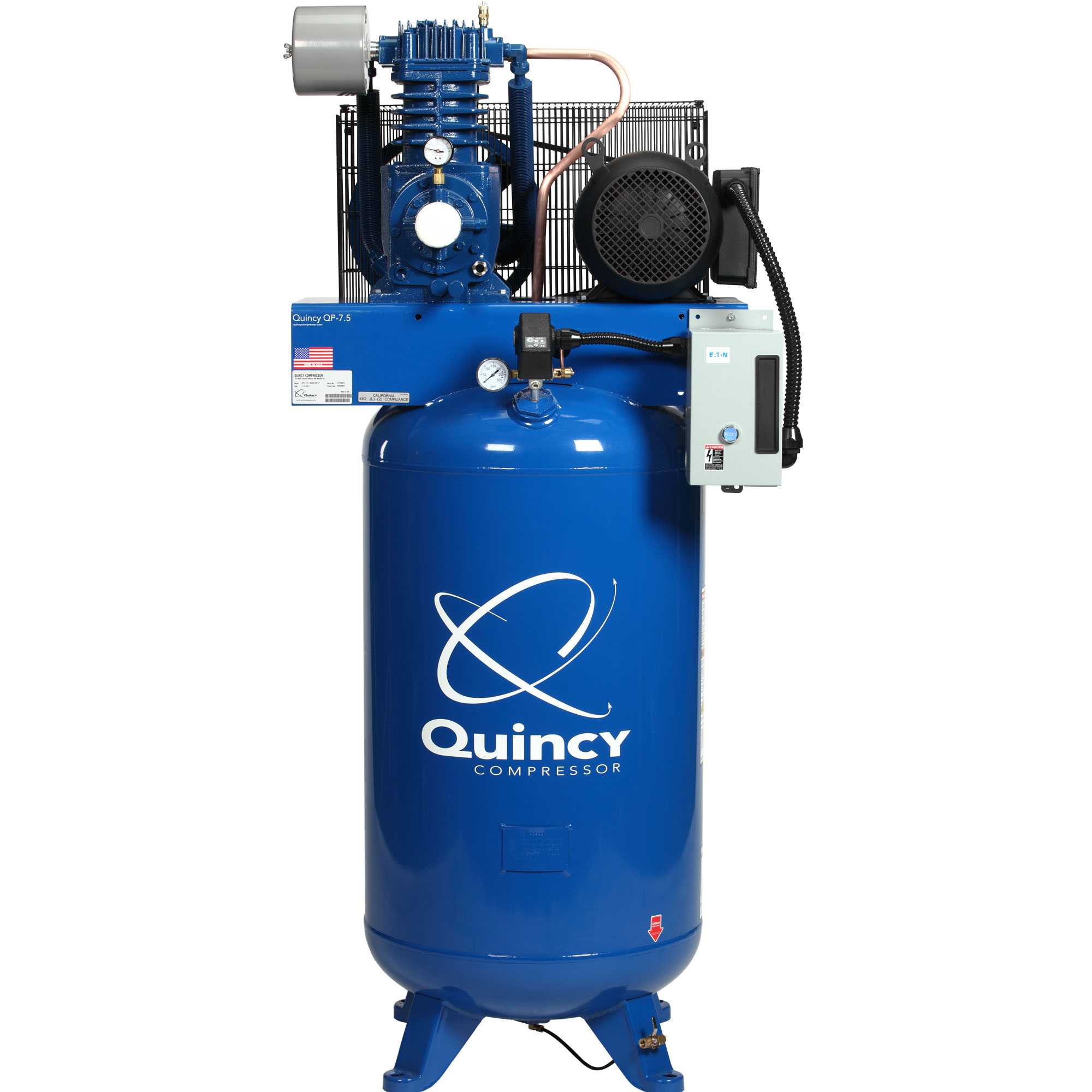 What feature does the air compressor have for monitoring oil levels?