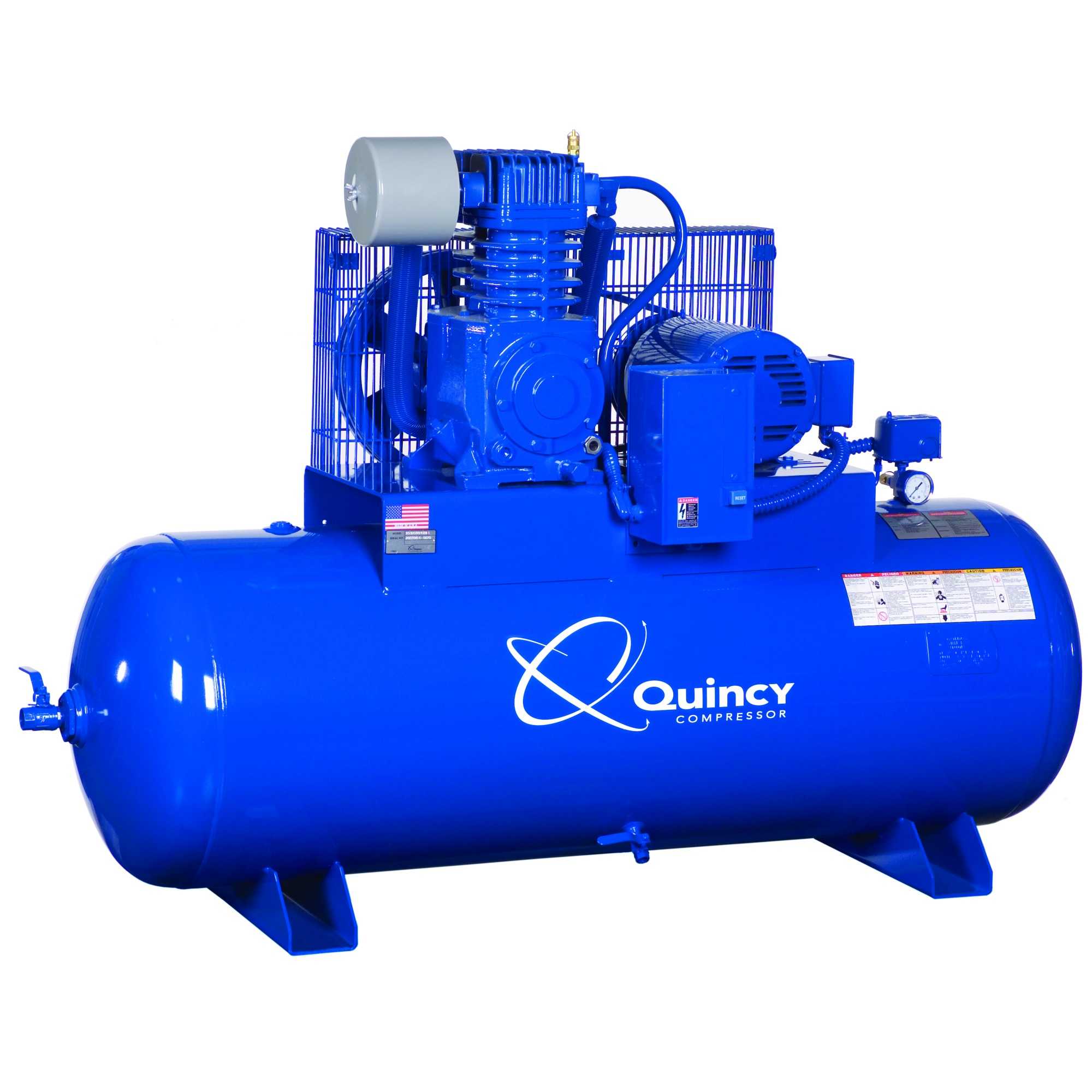 Quincy QP 551CS80HCA 5 HP PRO, 230 Volt Single Phase, Two Stage, 80 Gallon Horizontal Air Compressor Questions & Answers