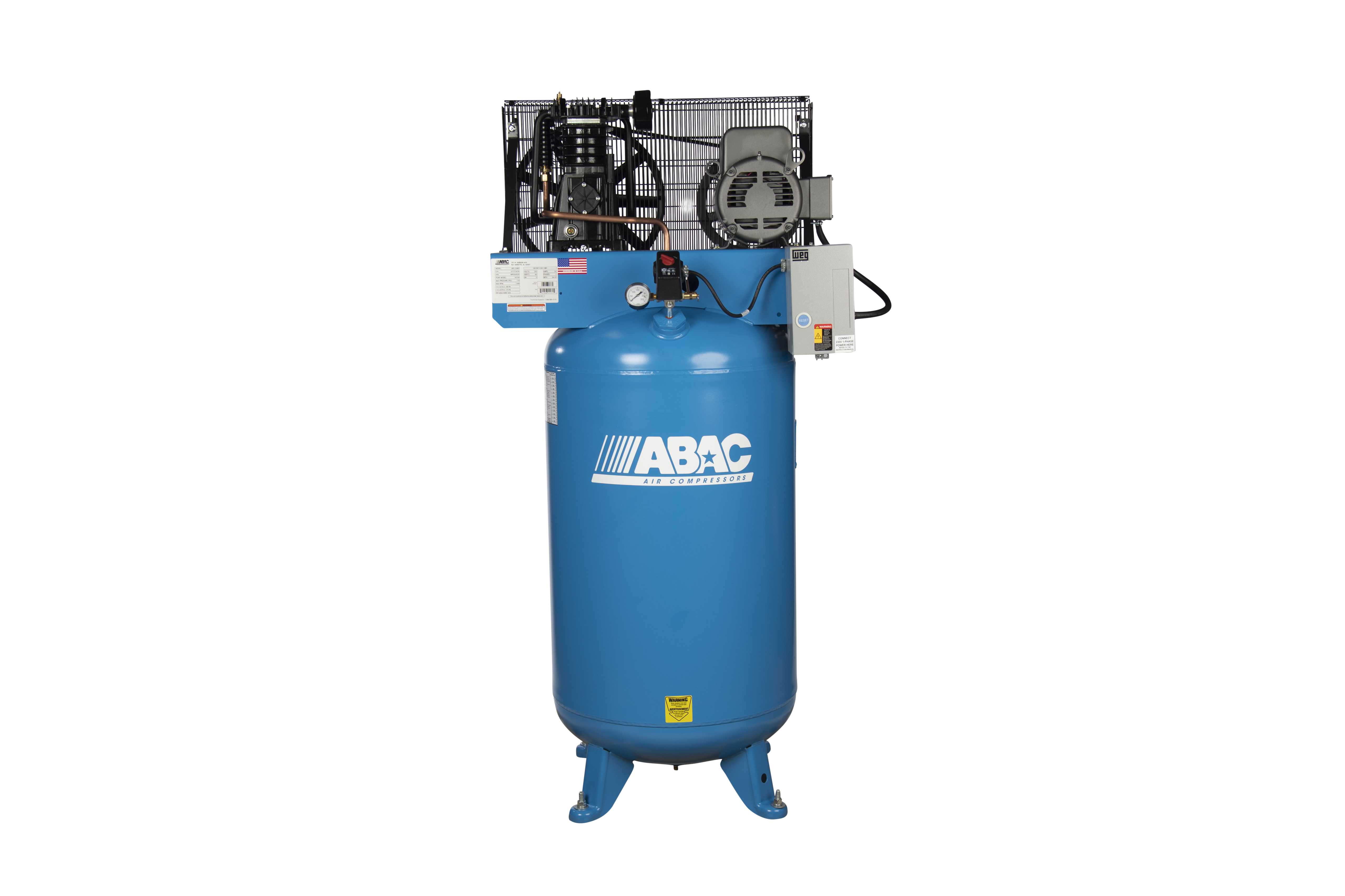 ABAC AB5-2180V4NS 5 HP 230 Volt Single Phase Two Stage 80 Gallon Vertical Air Compressor Questions & Answers