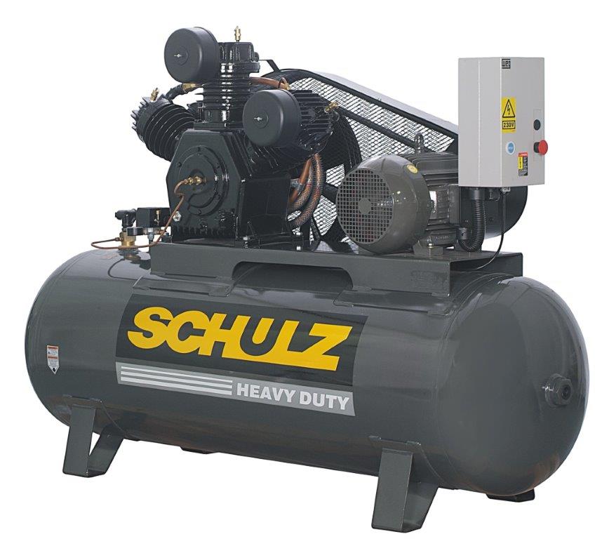 What type of drive pulleys does the air compressor use?