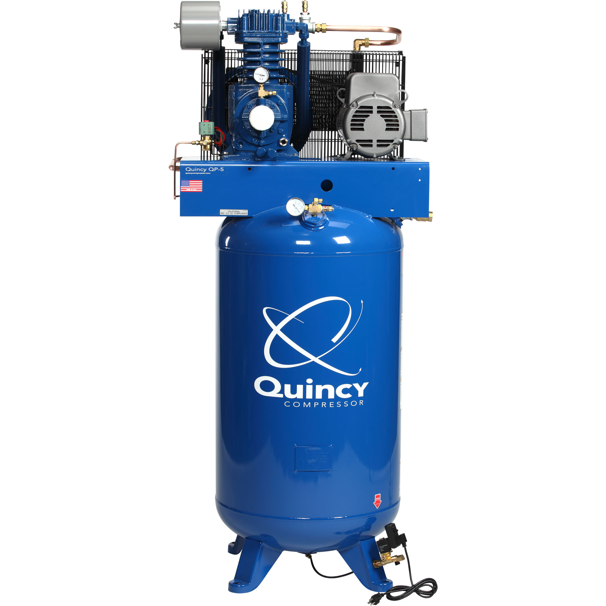 Quincy QP 373D80VCA46M 7.5 HP MAX, 460 Volt Three Phase, Two Stage, 80 Gallon Vertical Air Compressor Questions & Answers