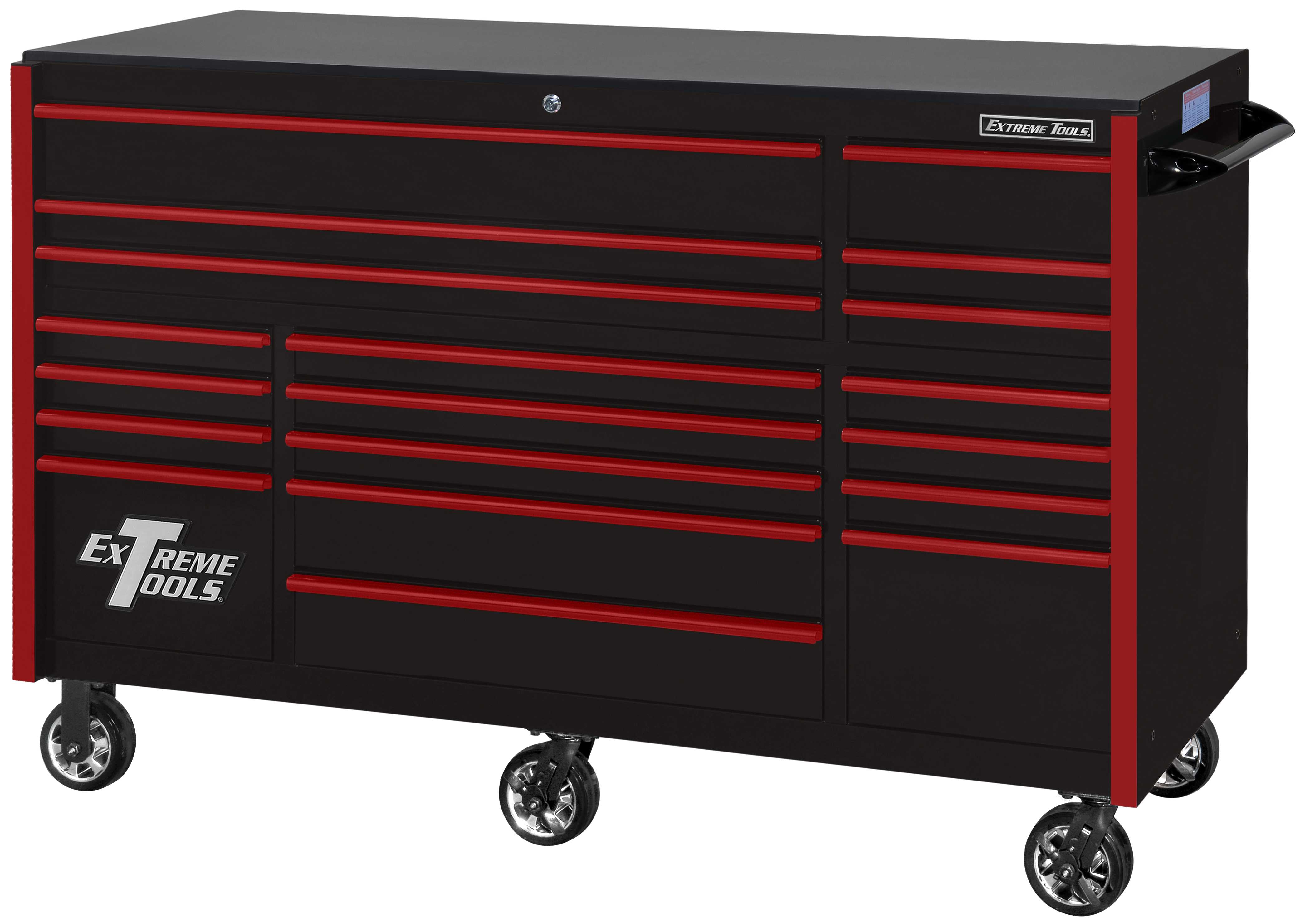 What type of drawer slides does the roller cabinet use?