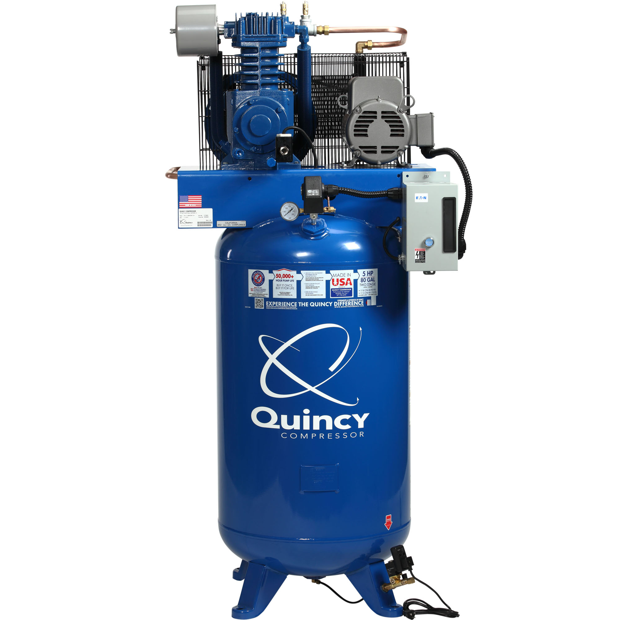 Quincy 271C80VCB23M 7.5 HP MAX Single Phase Air Compressor Questions & Answers