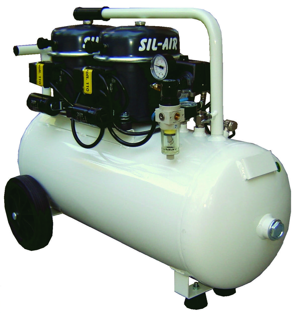 Sil-Air 100-50 2 x 1/2 HP Single Phase 13 Gallon Silent Air Compressor by Silentaire Technologies Questions & Answers