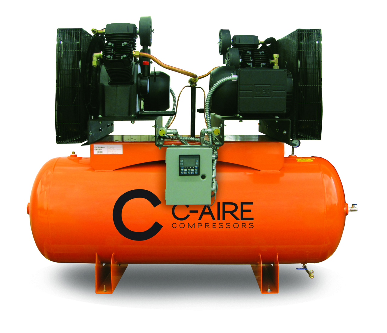 C-Aire A075D240-1230 2 x 7.5 HP 208-230 Volt Single Phase Duplex Air Compressor 240 Gallon Questions & Answers