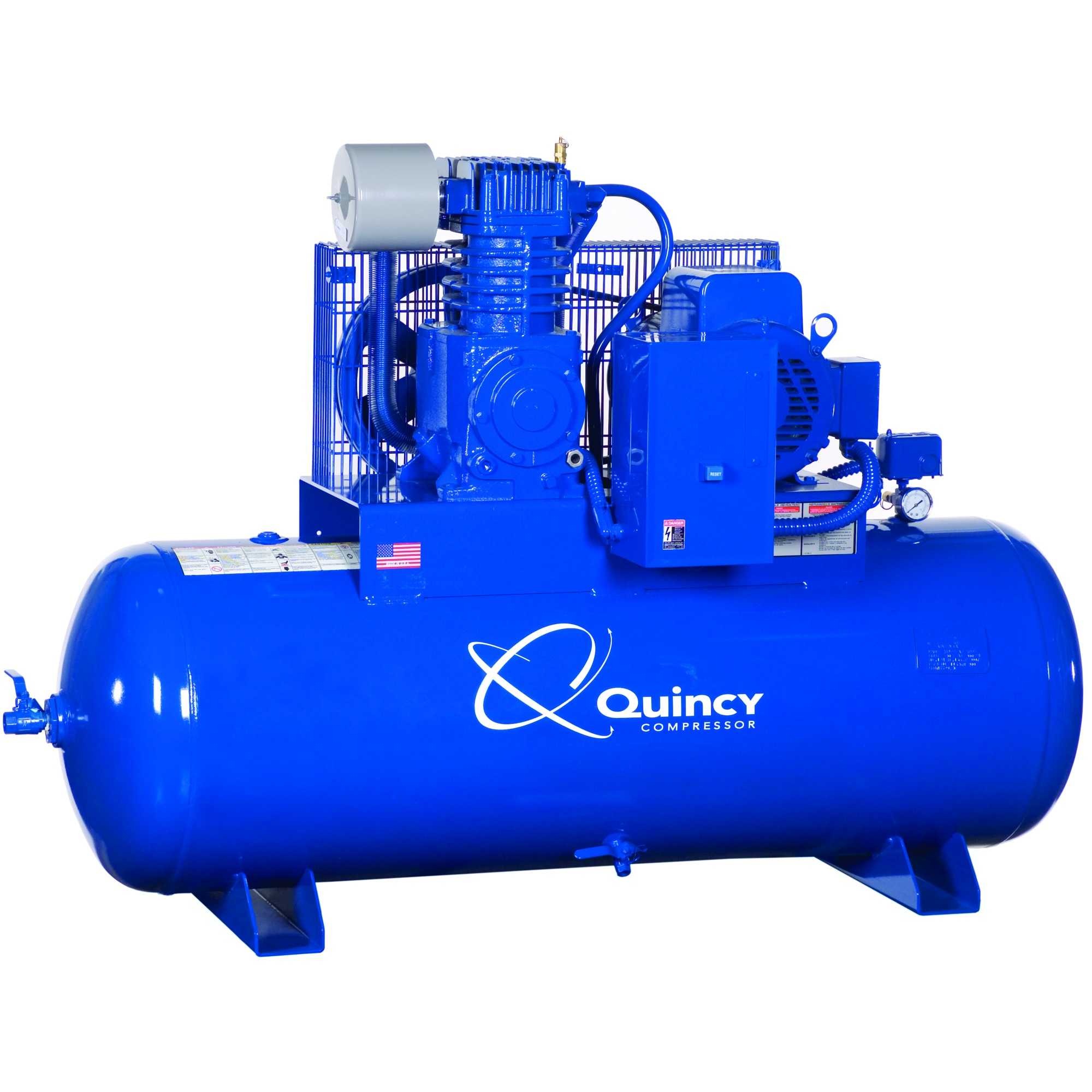Quincy 273D80HCB23M 7.5 HP MAX, 230 Volt Three Phase, Two Stage, 80 Gallon Horizontal Air Compressor Questions & Answers