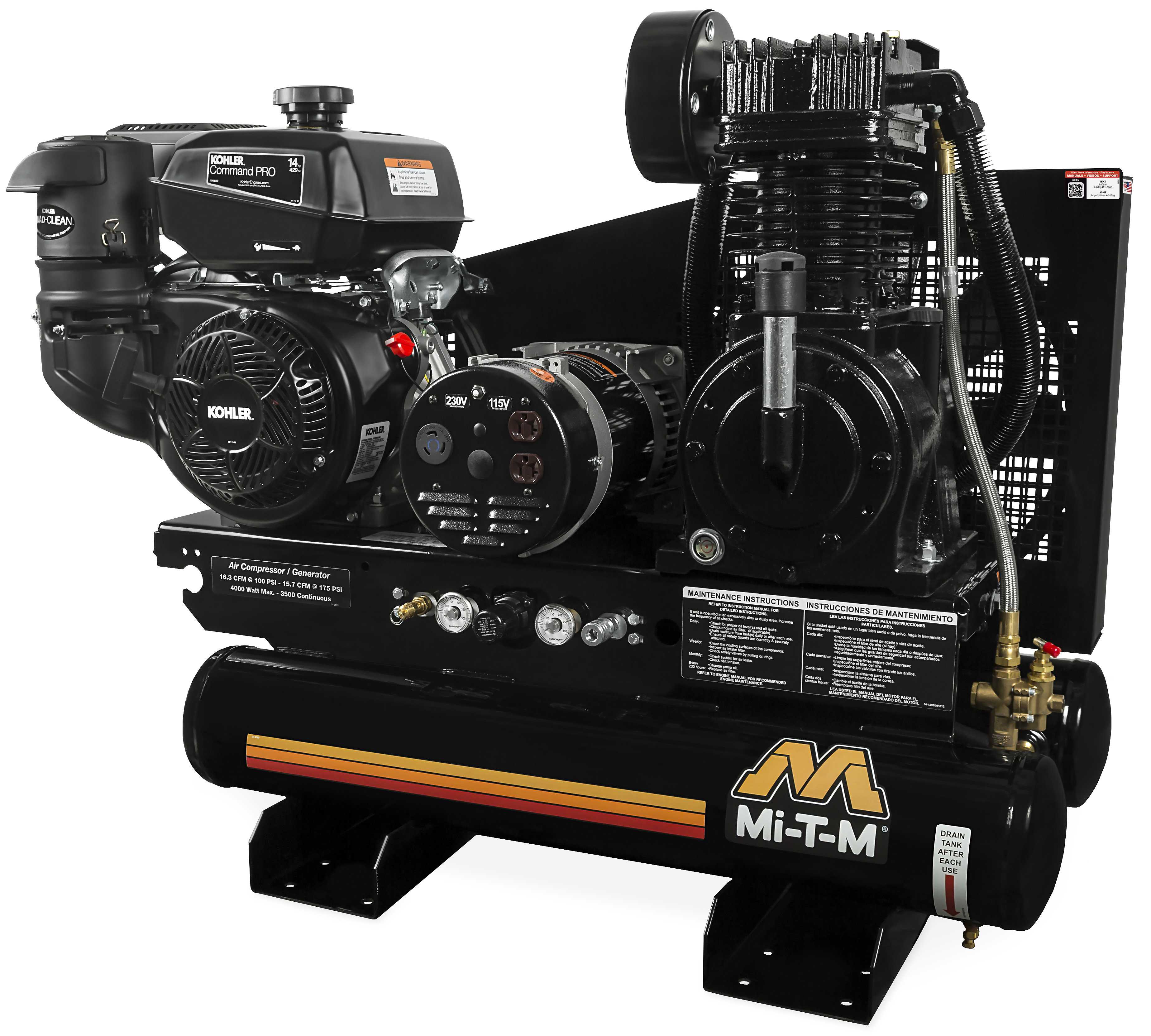 What is the air compressor's capacity at 90 psi?