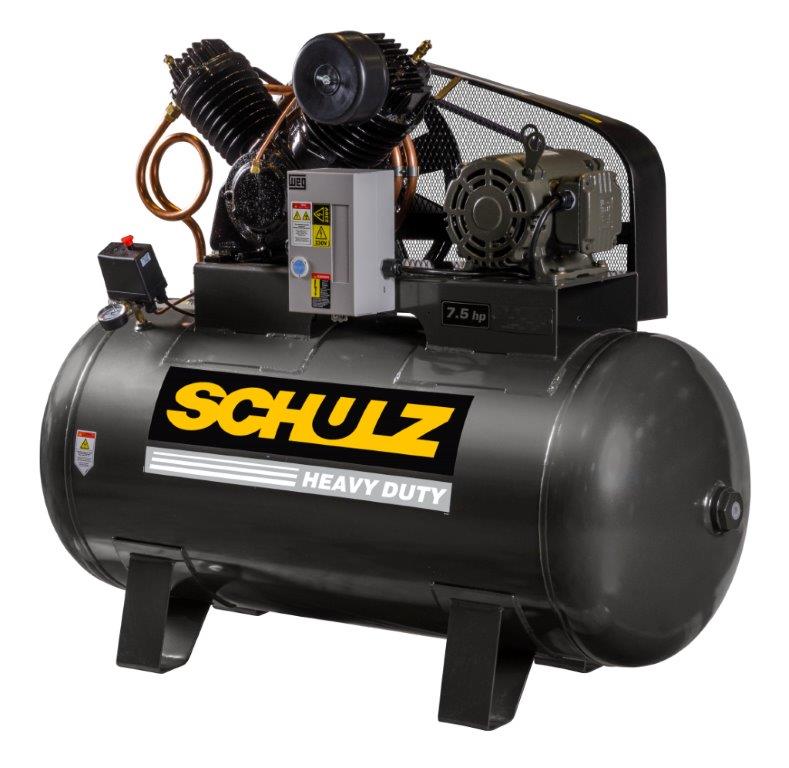 Schulz 7580HV30X-3 7.5 HP 208-230 Volt Three Phase Two Stage 80 Gallon Horizontal Air Compressor Questions & Answers