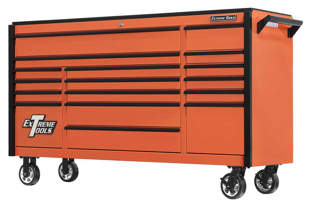 Extreme Tools DX722117RCORBK - DX Series 72", 17 Drawer, 21" Deep Roller Cabinet - Orange with Black Drawer Pulls Questions & Answers