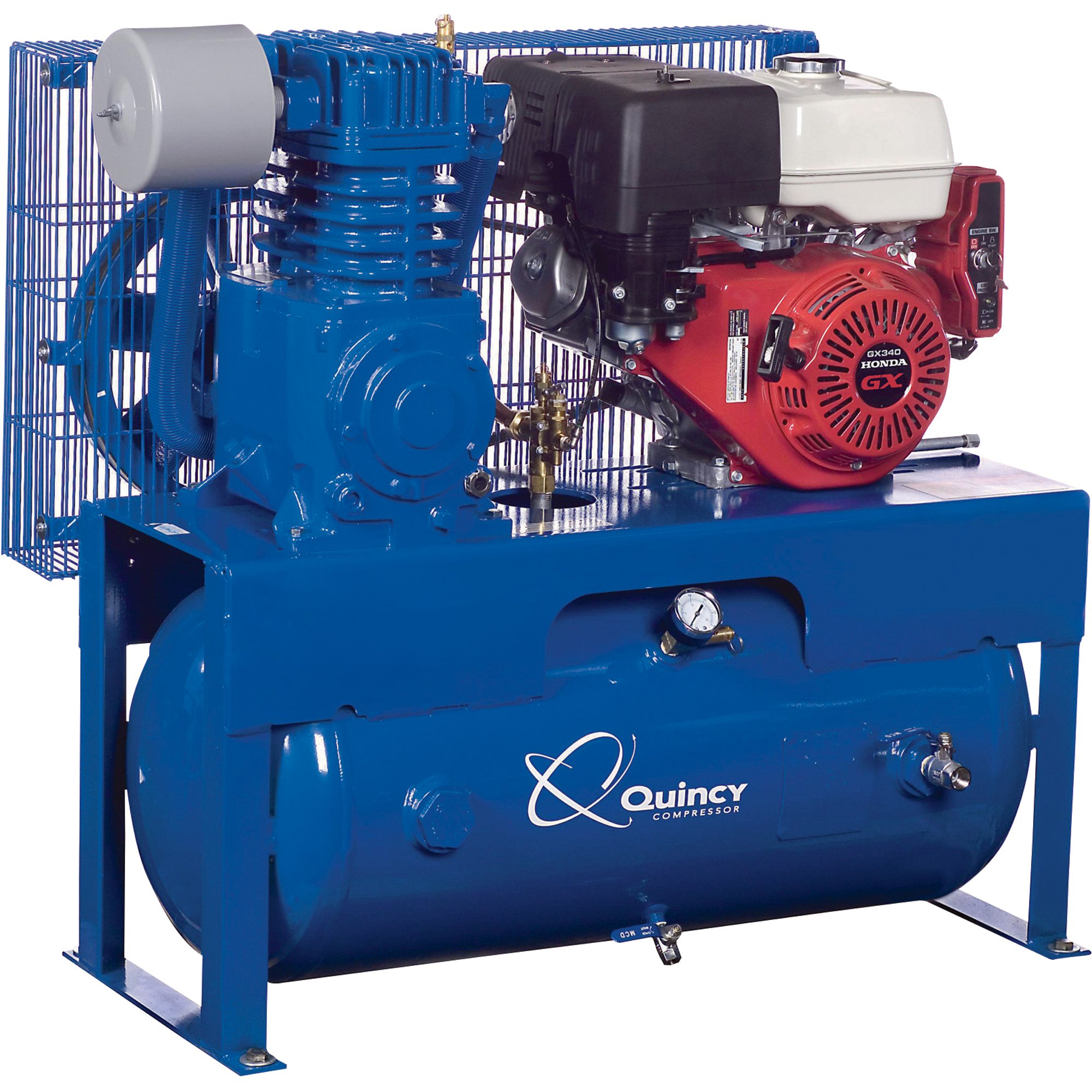 Does the Quincy gas compressor model G213H30HCB have a specific starting mechanism?